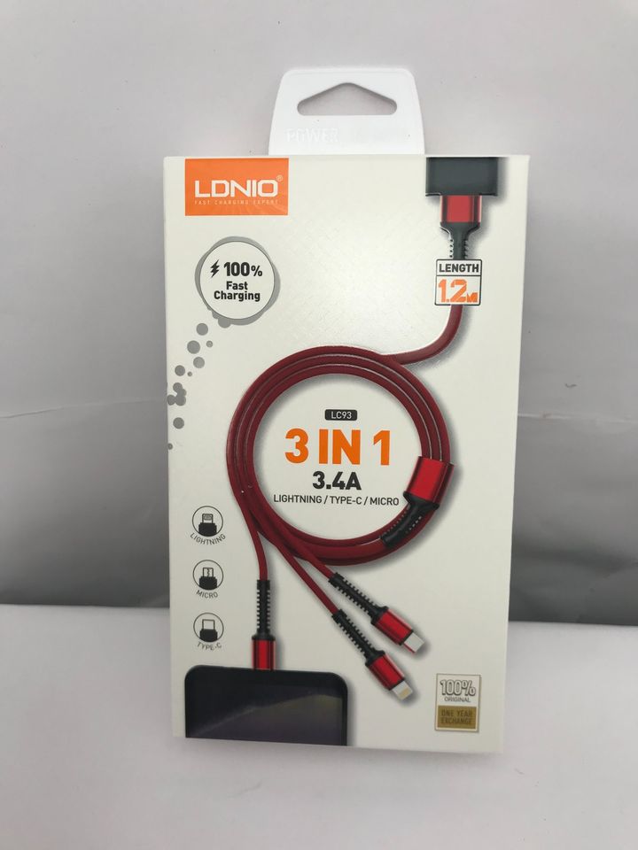 Cable LDNIO LC93 3 en 1 3.4A (V8 - IPH - Tipo C) - Imagen 3