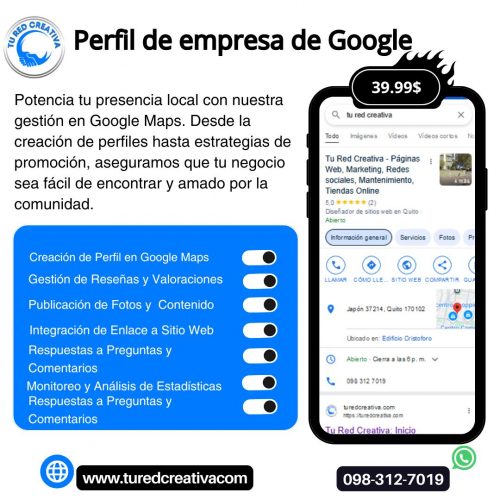 Perfil de empresa de Google maps